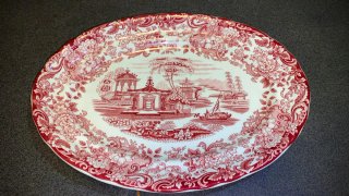 Plato La Cartuja Rojo Porcelana