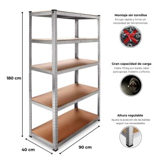 Confezione da 2 scaffalature metalliche a 5 ripiani NUOVE