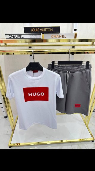 Conjunto Hugo Boss Camiseta y Pantalón Corto Gris