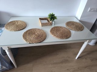 Mesa Comedor Cristal y Madera Ikea