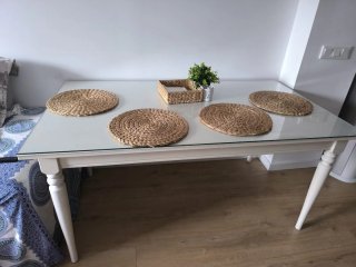 Mesa Comedor Cristal y Madera Ikea