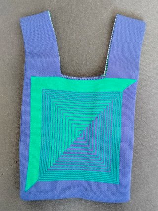 Bolso de mano tendencia azul y verde con dibujo