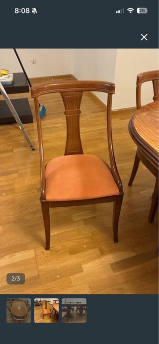 Silla de comedor madera y tela