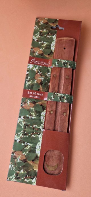 Set 20 bastoncini incenso Patchouli + portaincenso