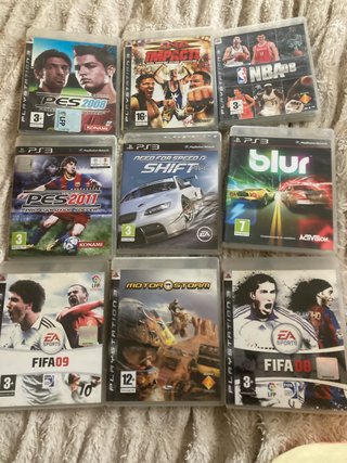 Lote 6 juegos PS3: PES, FIFA, NBA, Blur, Motorstor