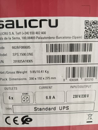 SAI UPS Salicru SPS 1500 ONE 1500VA/900W