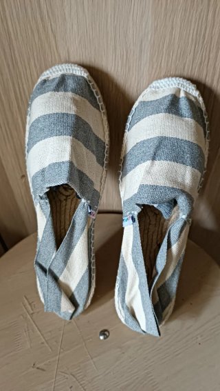 Alpargatas Rayas Hombre Playa Gris Blanco