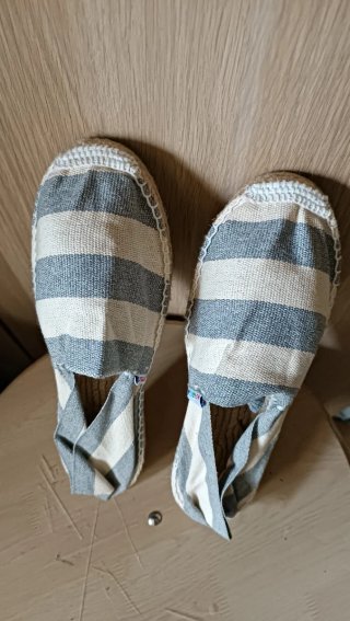 Alpargatas Rayas Hombre Playa Gris Blanco