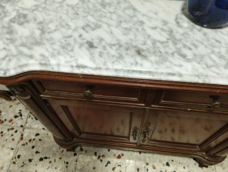 Mueble de entrada madera y mármol
