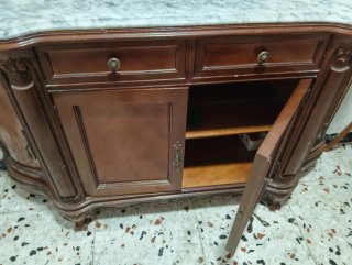 Mueble de entrada madera y mármol