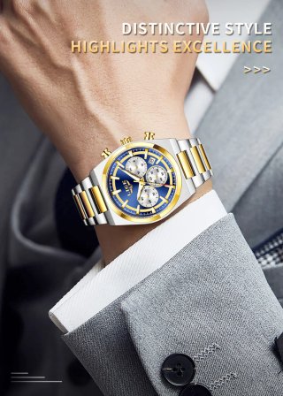 Reloj LIGE Hombre Azul y Dorado