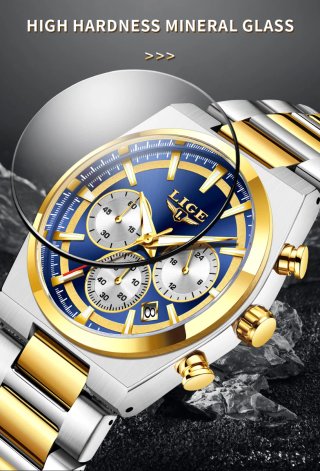 Reloj LIGE Hombre Azul y Dorado