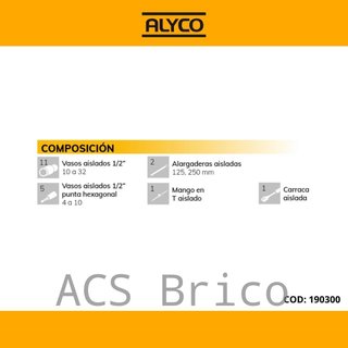 Juego Llaves de Vaso Aisladas de 1/2" - 20 Piezas Alyco 190300