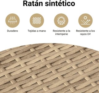 Mesa Auxiliar Exterior Elevable Ratán y Madera
