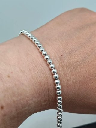 Pulsera Plata Ley 925 Cuentas 3mm
