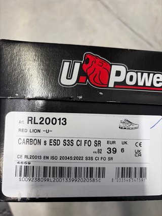 Zapatos U-Power Carbon Talla 39