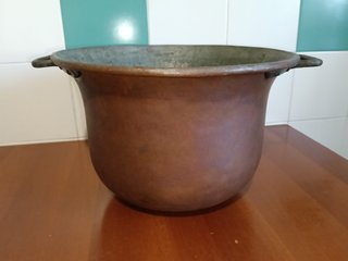 Antico Paiolo Rame Massiccio Primi XX Secolo