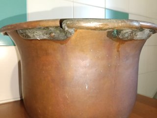 Antico Paiolo Rame Massiccio Primi XX Secolo