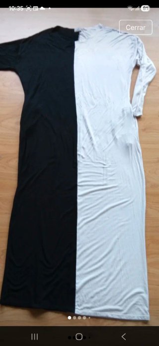 Vestido negro y blanco manga murciélago