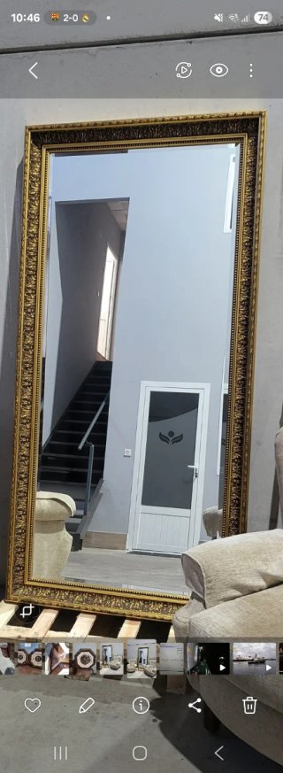 Espejo grande dorado con marco decorativo