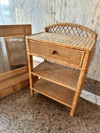 Conjunto Muebles Mimbre Vintage 70s