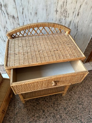 Conjunto Muebles Mimbre Vintage 70s