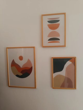 3 Cuadros Abstractos con Marco Madera