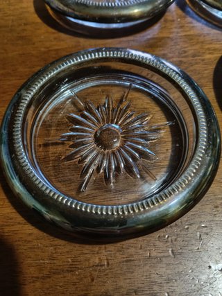 Set 4 Sottobicchieri Vetro/Silver Plate