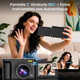SIN ABRIR Cámara Digital 4K 64MP con WiFi