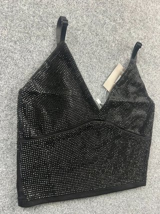 Top Negro Brillos Y2K Glam Fiesta