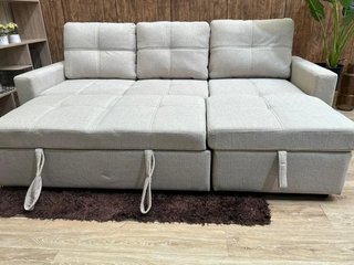 Sofá Cama Chaise Longue Gris Terciopelo