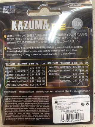 Hilo trenzado Asari Kazuma PE 8x 150m 0.16mm.