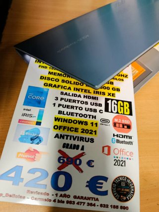 Portátil Asus i7 16GB RAM 500GB SSD