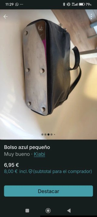 Bolso pequeño bandolera azul con base chapa plata