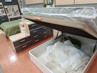Cama Canape Abatible Madera y Tela