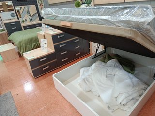 Cama Canape Abatible Madera y Tela
