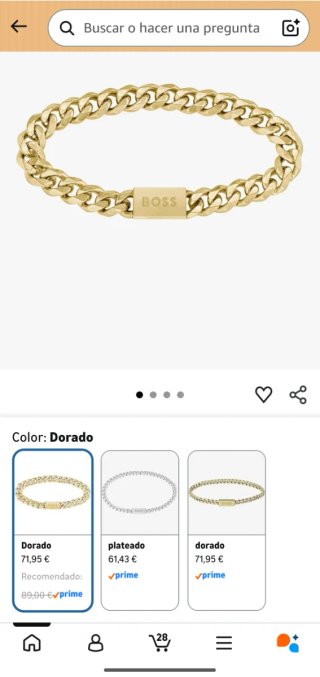 Pulsera Cadena BOSS Dorada Hombre