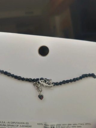 Collar mujer negro detalle plateado stradivarius