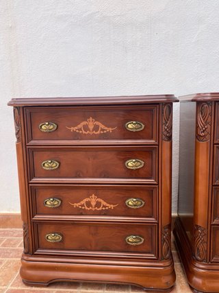 Pareja Mesitas Noche Vintage Madera Noble
