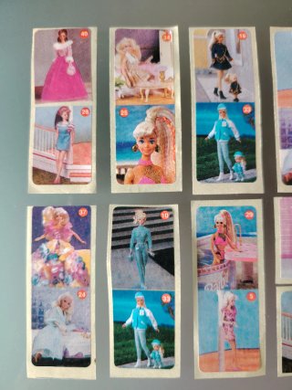 Pegatinas Barbie Cromos Chicles. 2,50€ cada tira.