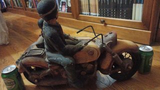 Figura moto con sidecar decorativa grande