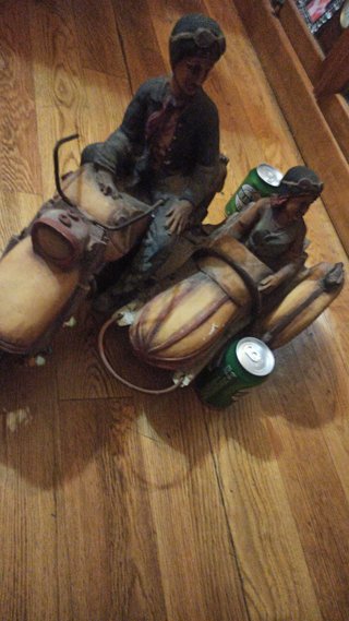 Figura moto con sidecar decorativa grande