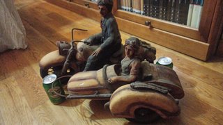 Figura moto con sidecar decorativa grande