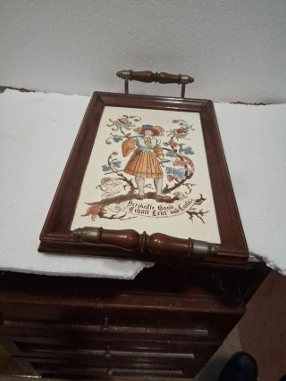 Bandeja cerámica madera y bronce