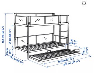 Litera Metálica Ikea 90x200cm Blanca