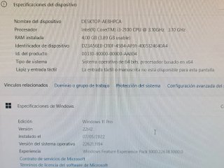 Windows 11 intel I3-2100 3.10 Ghz ordenador pc