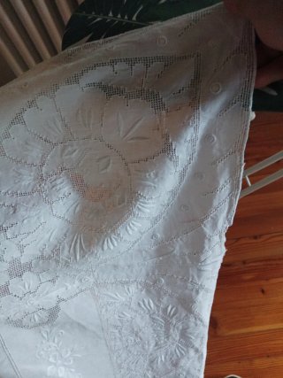 Copriletto Lino Siciliano Sfilato Bianco