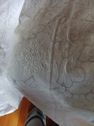 Copriletto Lino Siciliano Sfilato Bianco