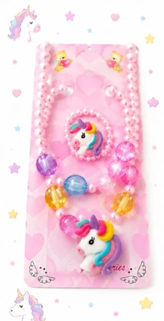 Set Joyería Unicornio collar pulsera anillo gancho