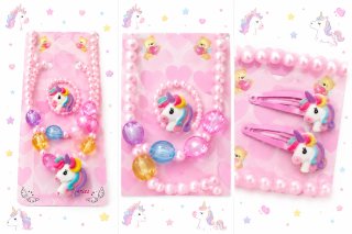 Set Joyería Unicornio collar pulsera anillo gancho